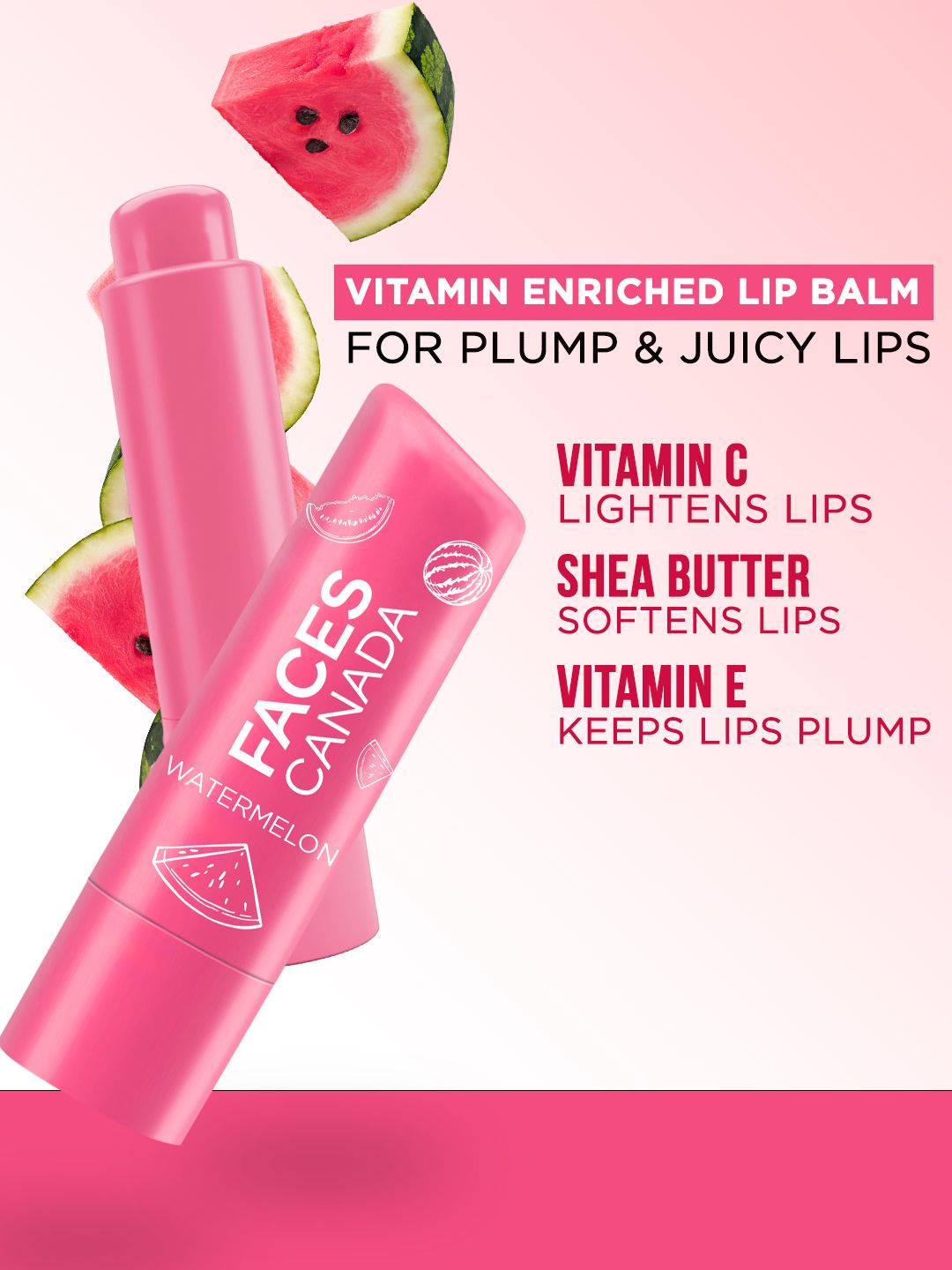 FACES CANADA Vitamin C Lip Balm with 12HR Moisture & SPF15 - Watermelon