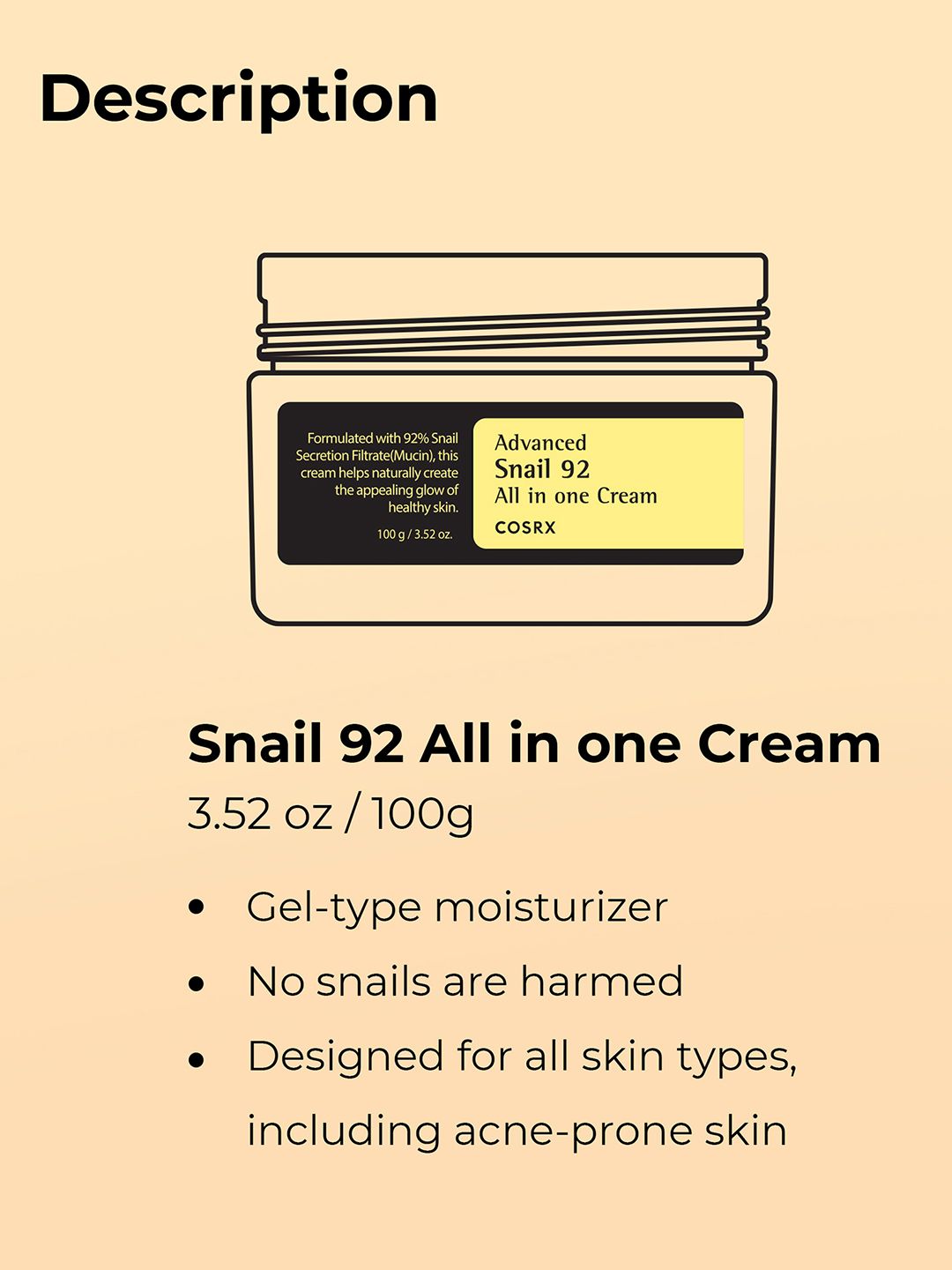 COSRX Advanced Snail 92 All in One Repair Cream with 92% Snail Mucin