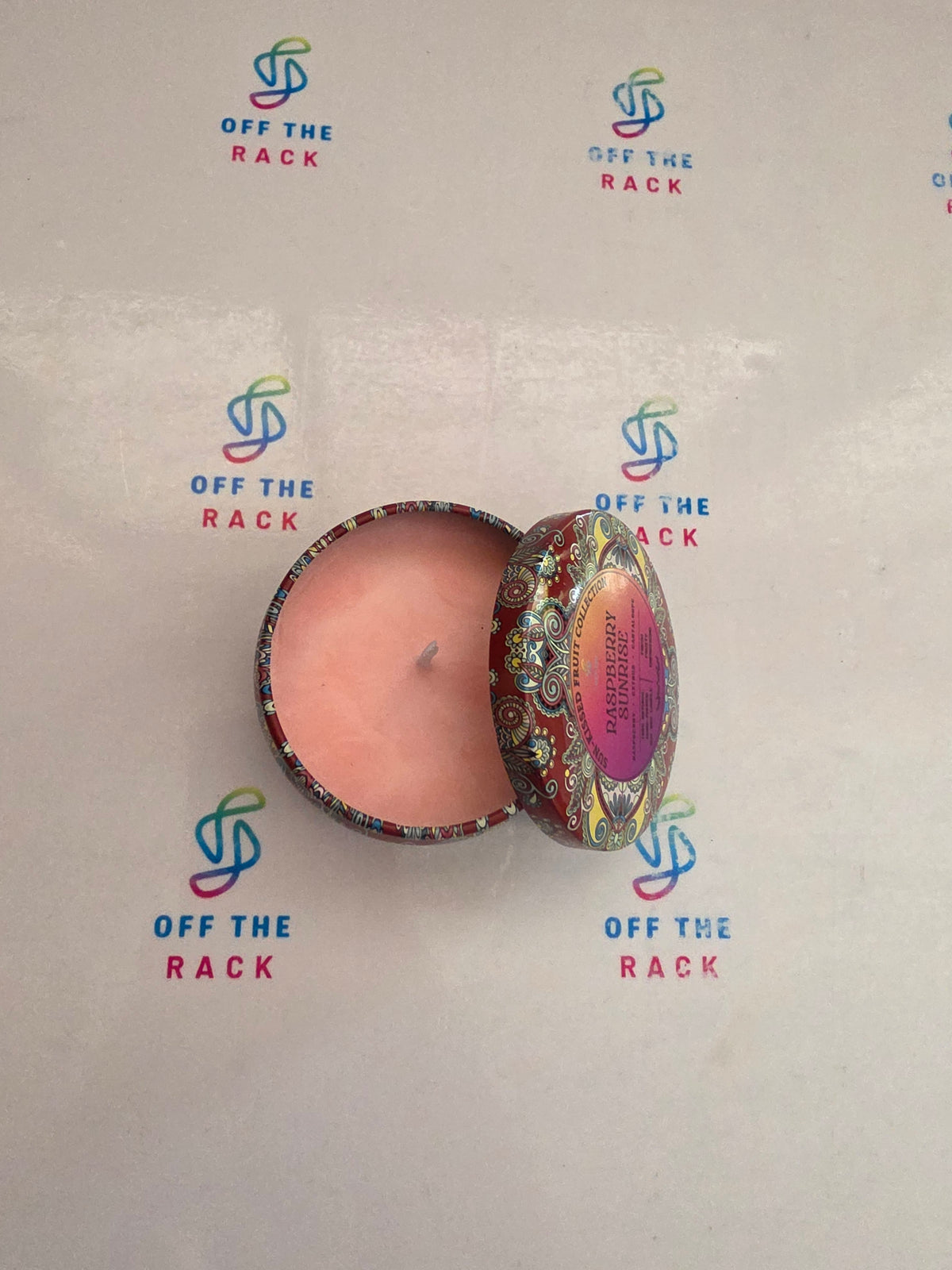 Raspberry Sunrise Mandala Tin Candle