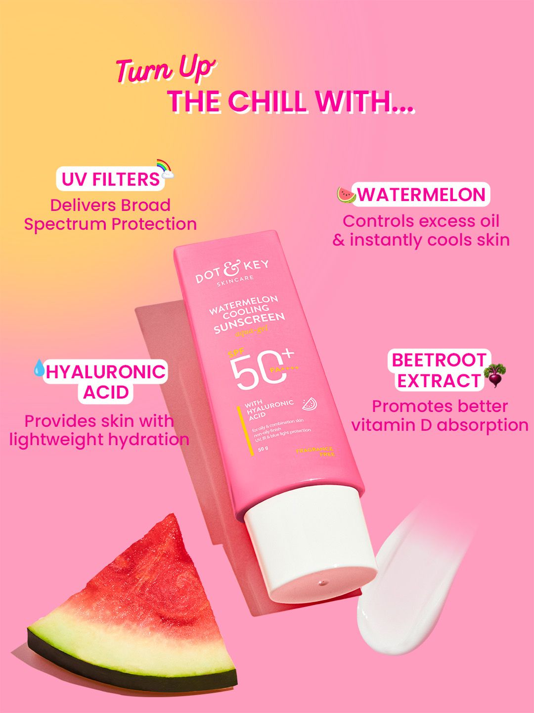 Dot & Key Watermelon Cooling Sunscreen SPF 50+ PA++++ With Hyaluronic Acid