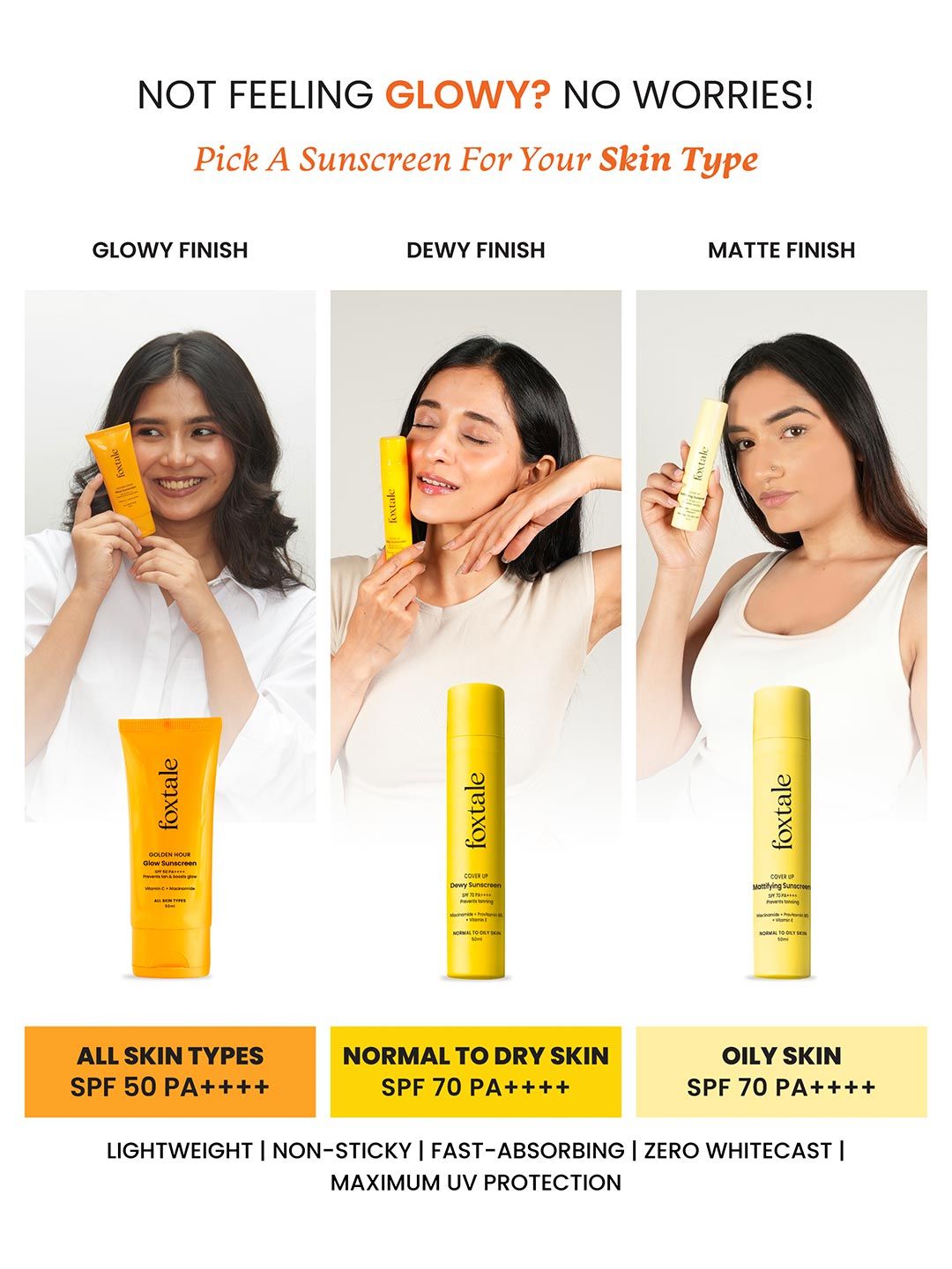 FoxTale SPF 50 Glow Sunscreen with PA++++, Vitamin C & Niacinamide
