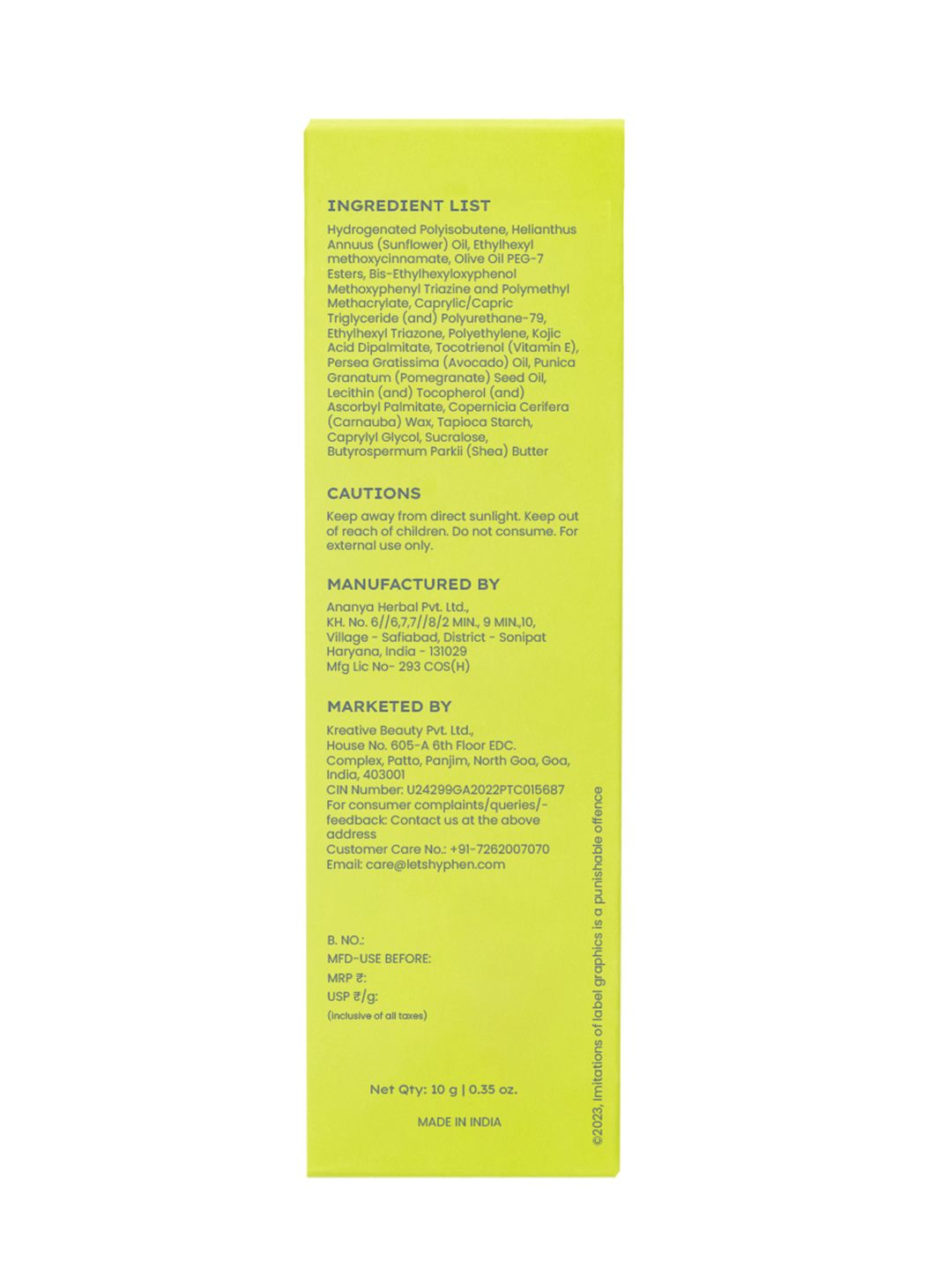Hyphen All I Need Lipscreen SPF30 Lip Balm for Sun Protection & Pigmentation