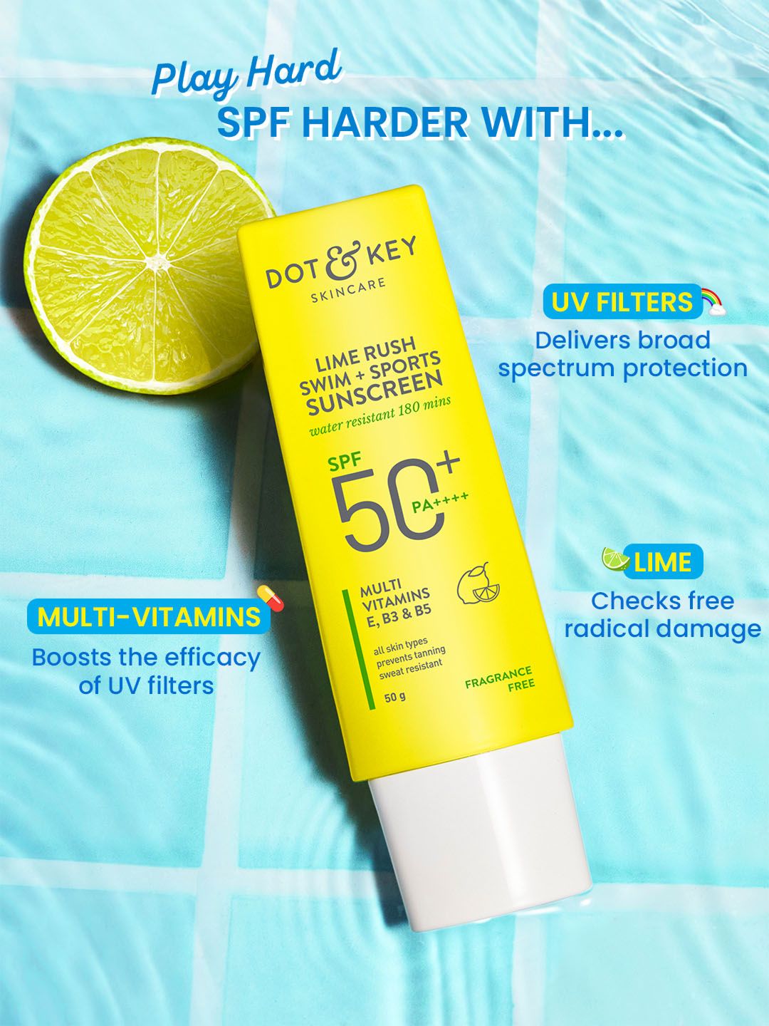 DOT & KEY Lime Rush Swim + Sports SPF 50+ PA++++ Sunscreen