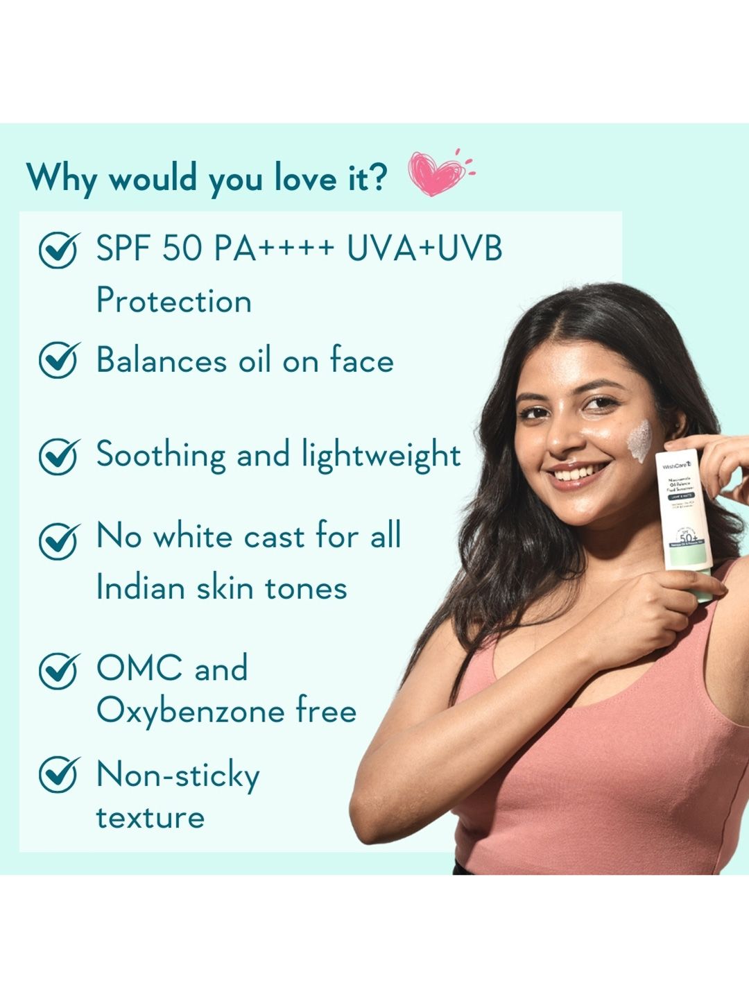 WishCare Niacinamide Oil Balance SPF50 Light & Matte Fluid Sunscreen with Oats