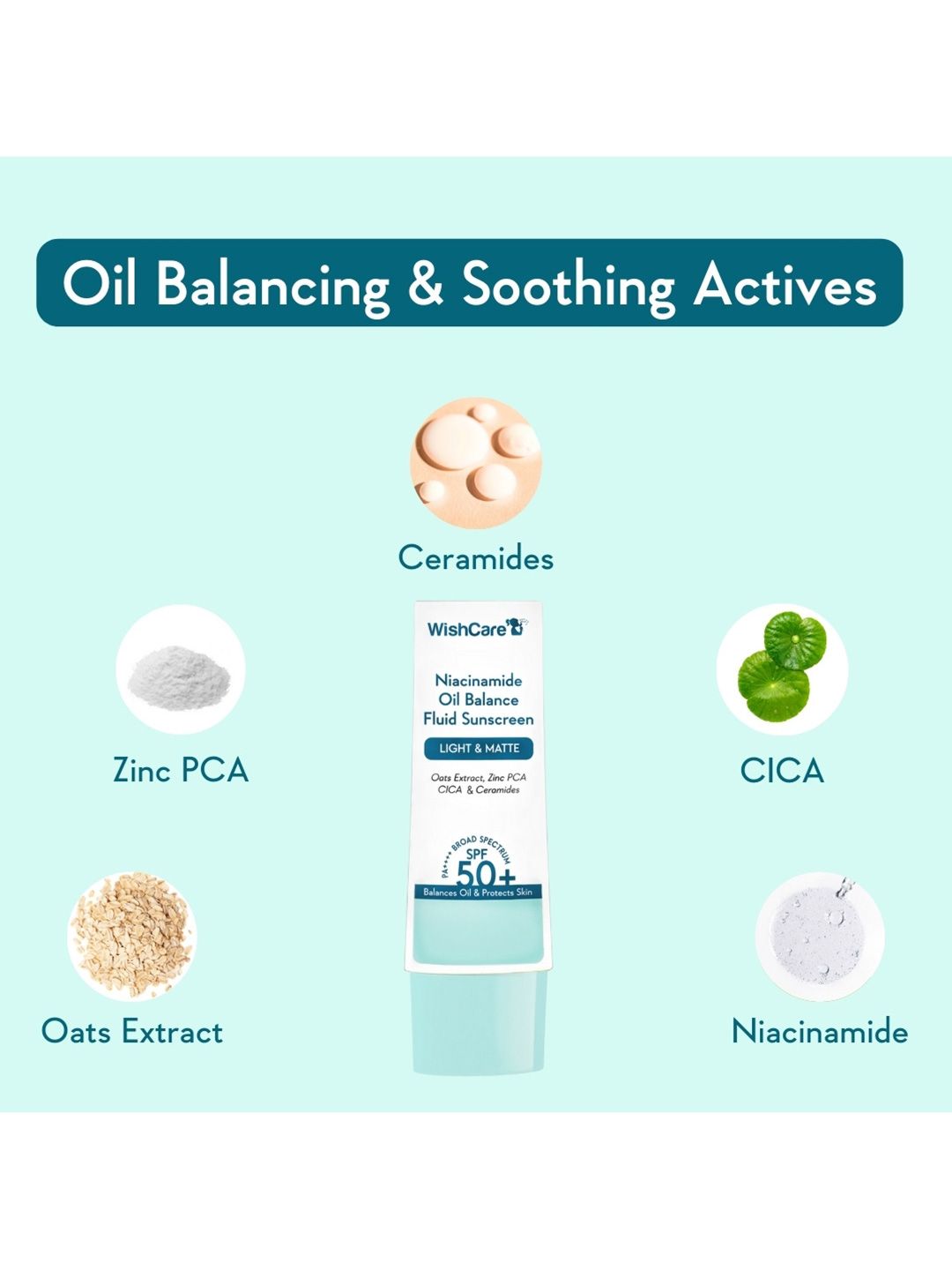 WishCare Niacinamide Oil Balance SPF50 Light & Matte Fluid Sunscreen with Oats