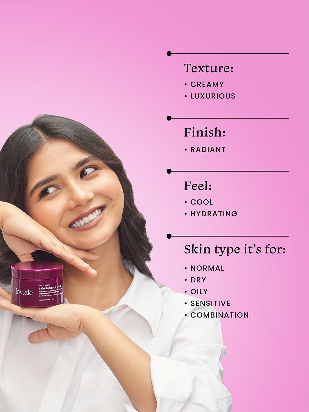 Foxtale DeTan Skin Mask with Lactic Acid & Brazilian Purple Clay for Glowing Skin