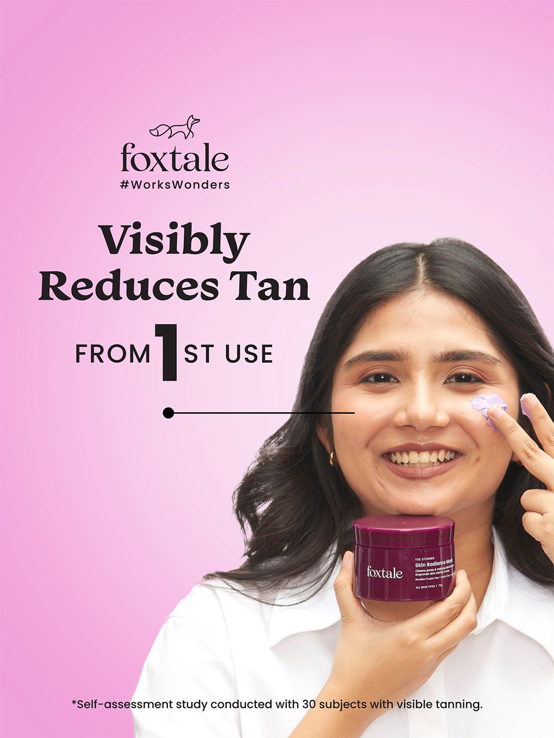 Foxtale DeTan Skin Mask with Lactic Acid & Brazilian Purple Clay for Glowing Skin