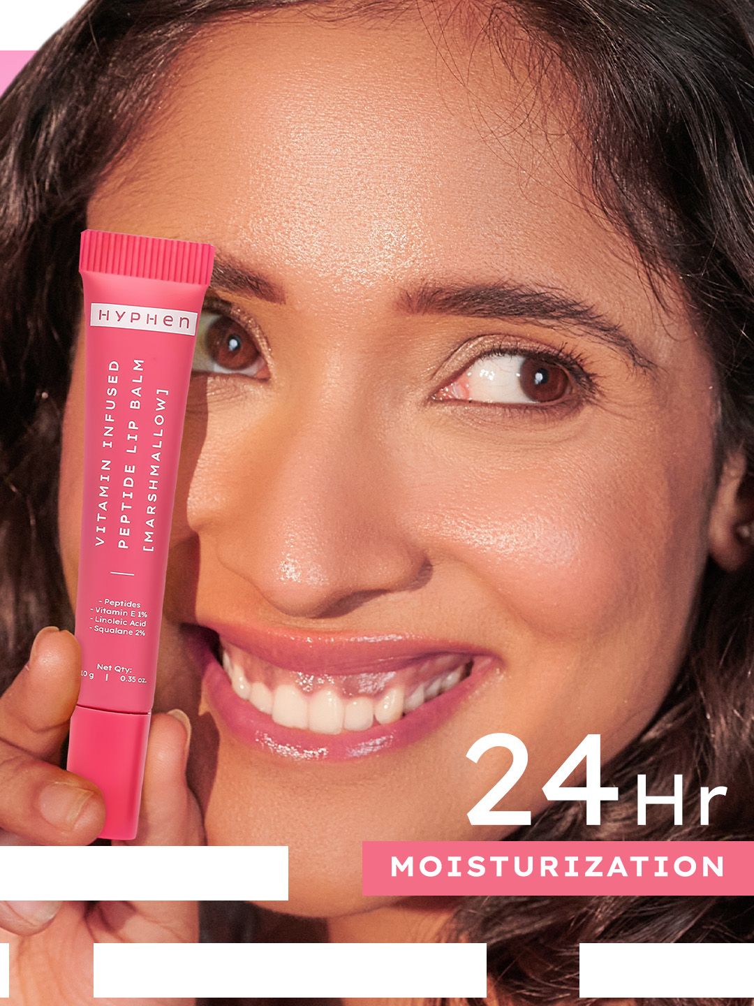 Hyphen Vitamin-Infused Peptide Lip Balm For 24 Hrs Moisturization - Marshmallow