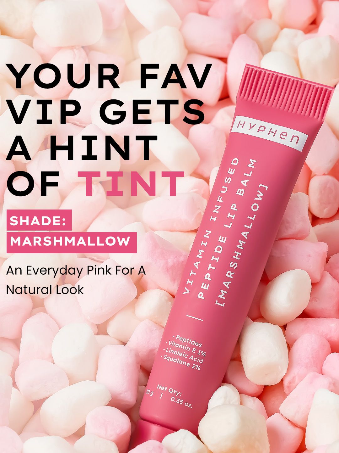 Hyphen Vitamin-Infused Peptide Lip Balm For 24 Hrs Moisturization - Marshmallow
