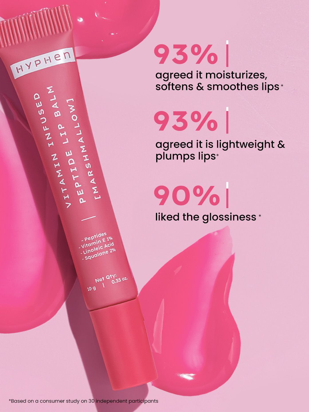 Hyphen Vitamin-Infused Peptide Lip Balm For 24 Hrs Moisturization - Marshmallow