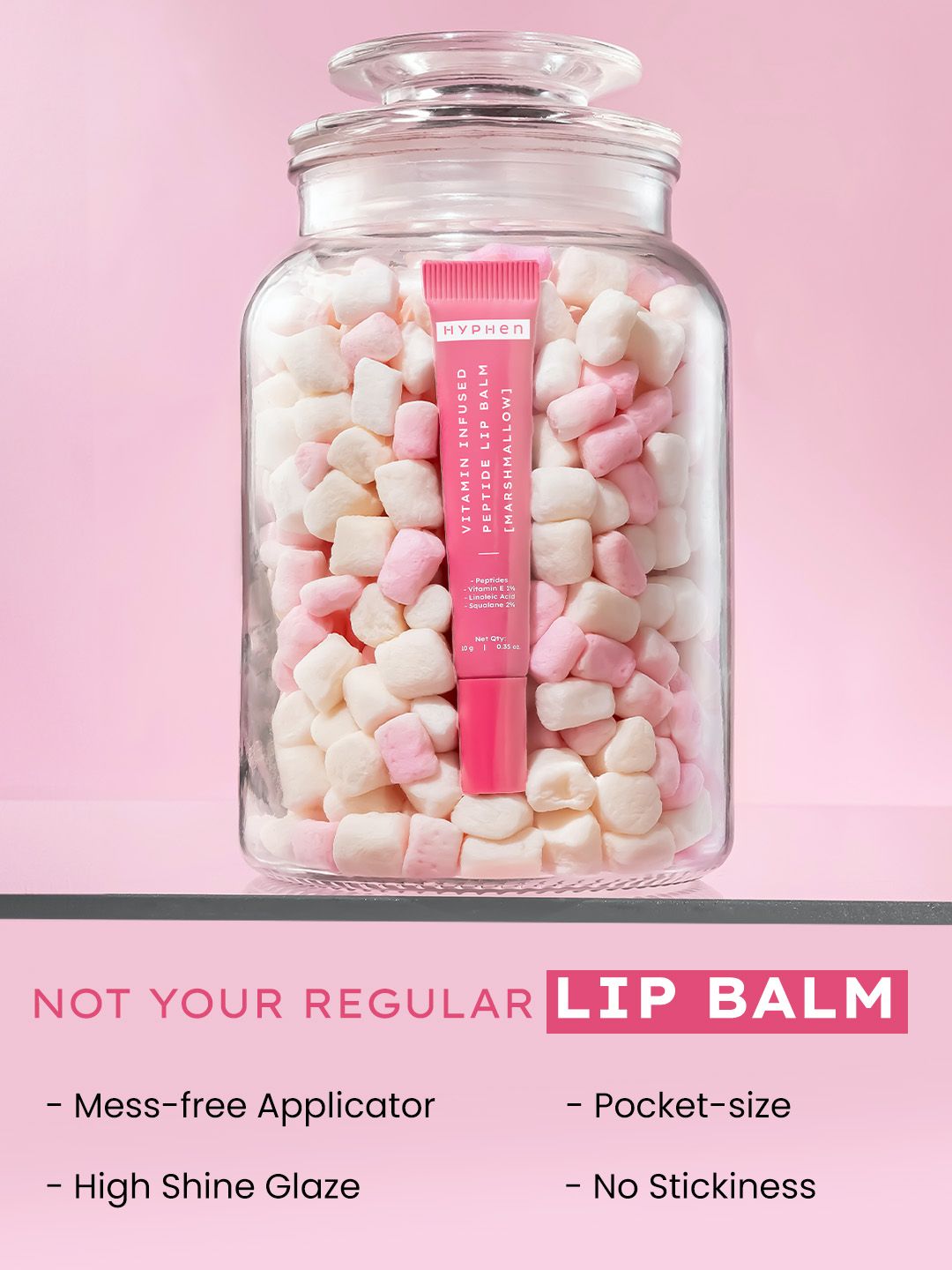 Hyphen Vitamin-Infused Peptide Lip Balm For 24 Hrs Moisturization - Marshmallow