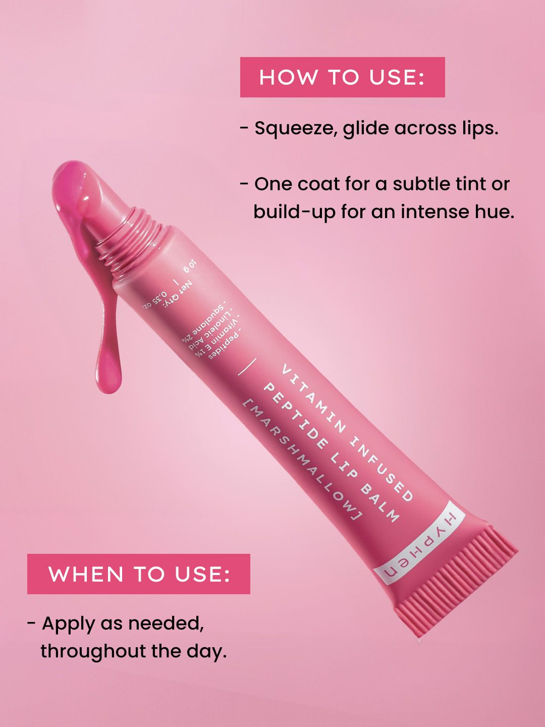 Hyphen Vitamin-Infused Peptide Lip Balm For 24 Hrs Moisturization - Marshmallow
