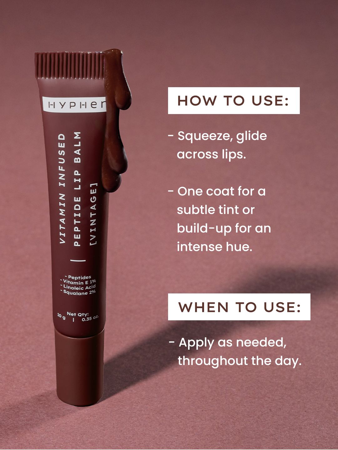 Hyphen Vitamin-Infused Peptide Lip Balm For 24 Hrs Moisturization - Vintage