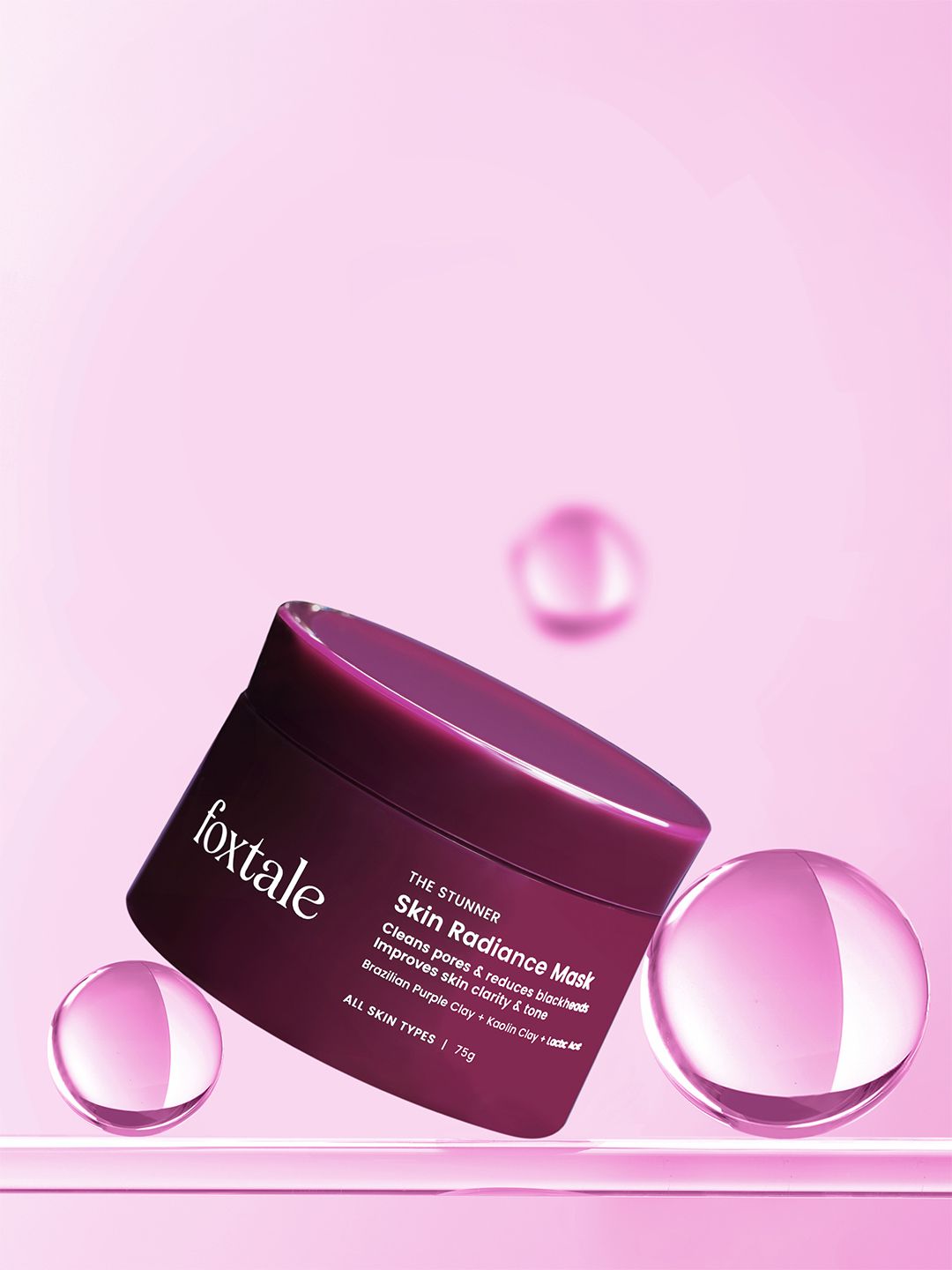 Foxtale DeTan Skin Mask with Lactic Acid & Brazilian Purple Clay for Glowing Skin