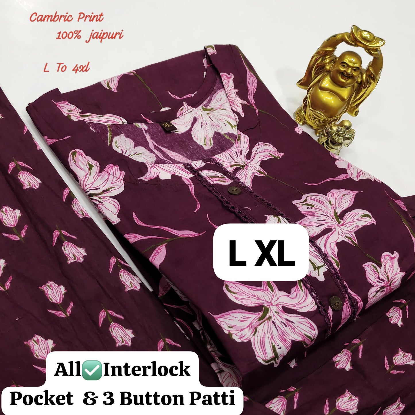 100% Pure Jaipuri 60 60 Cotton Cambric Pair