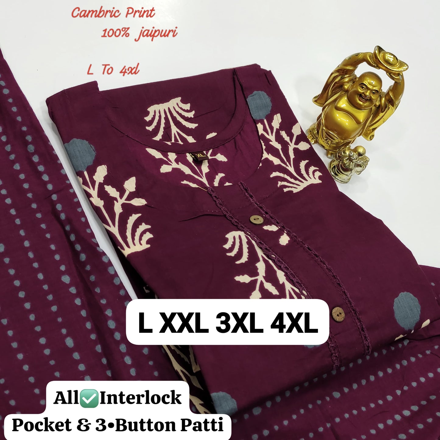 100% Pure Jaipuri 60 60 Cotton Cambric Pair