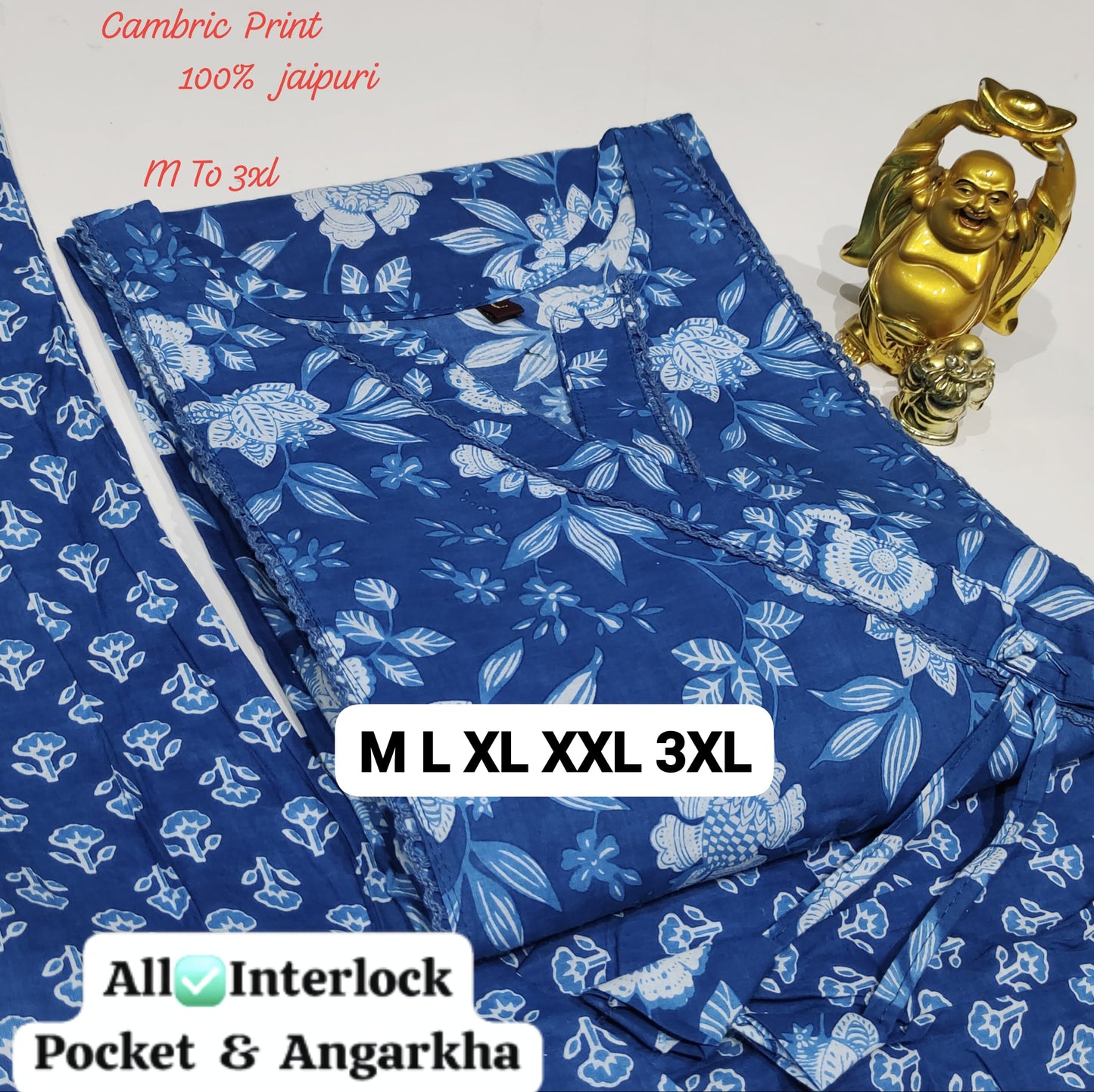 100% Pure Jaipuri 60 60 Cotton Cambric Pair