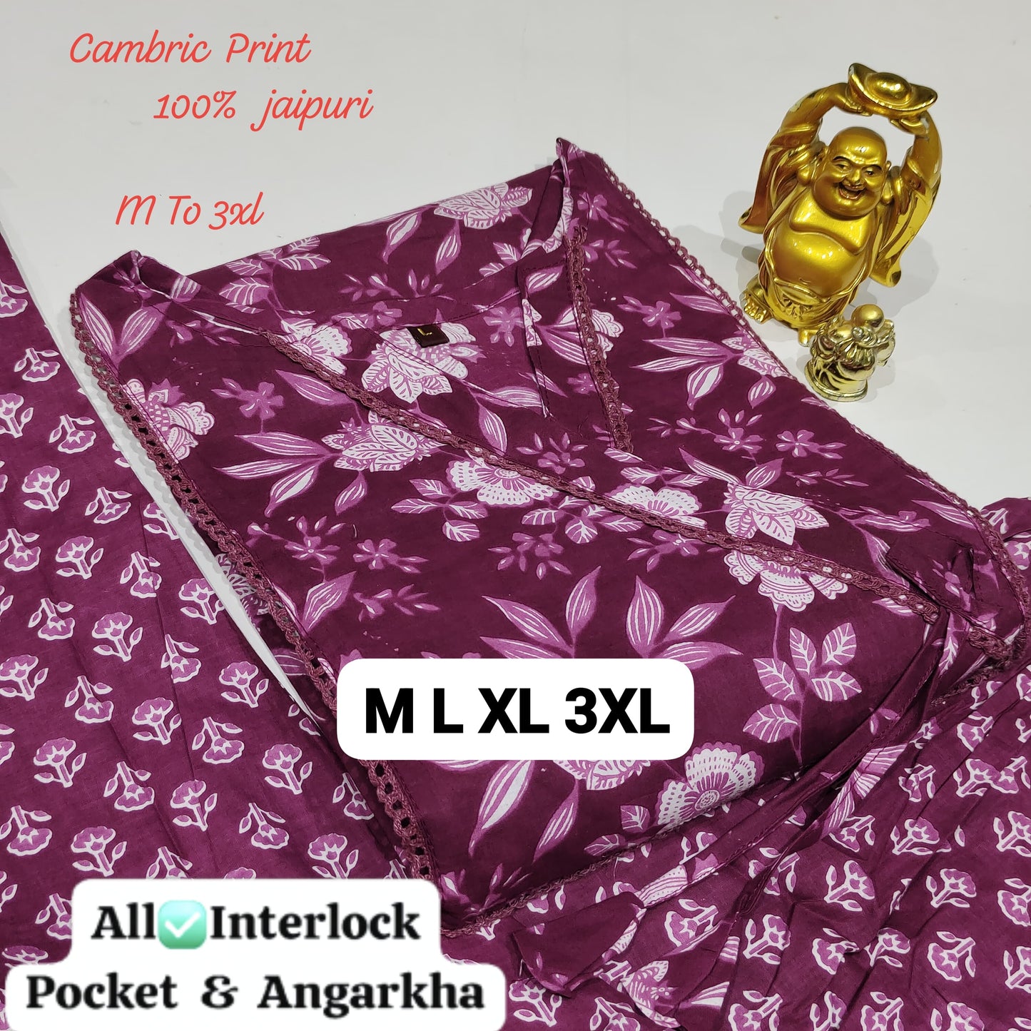 100% Pure Jaipuri 60 60 Cotton Cambric Pair