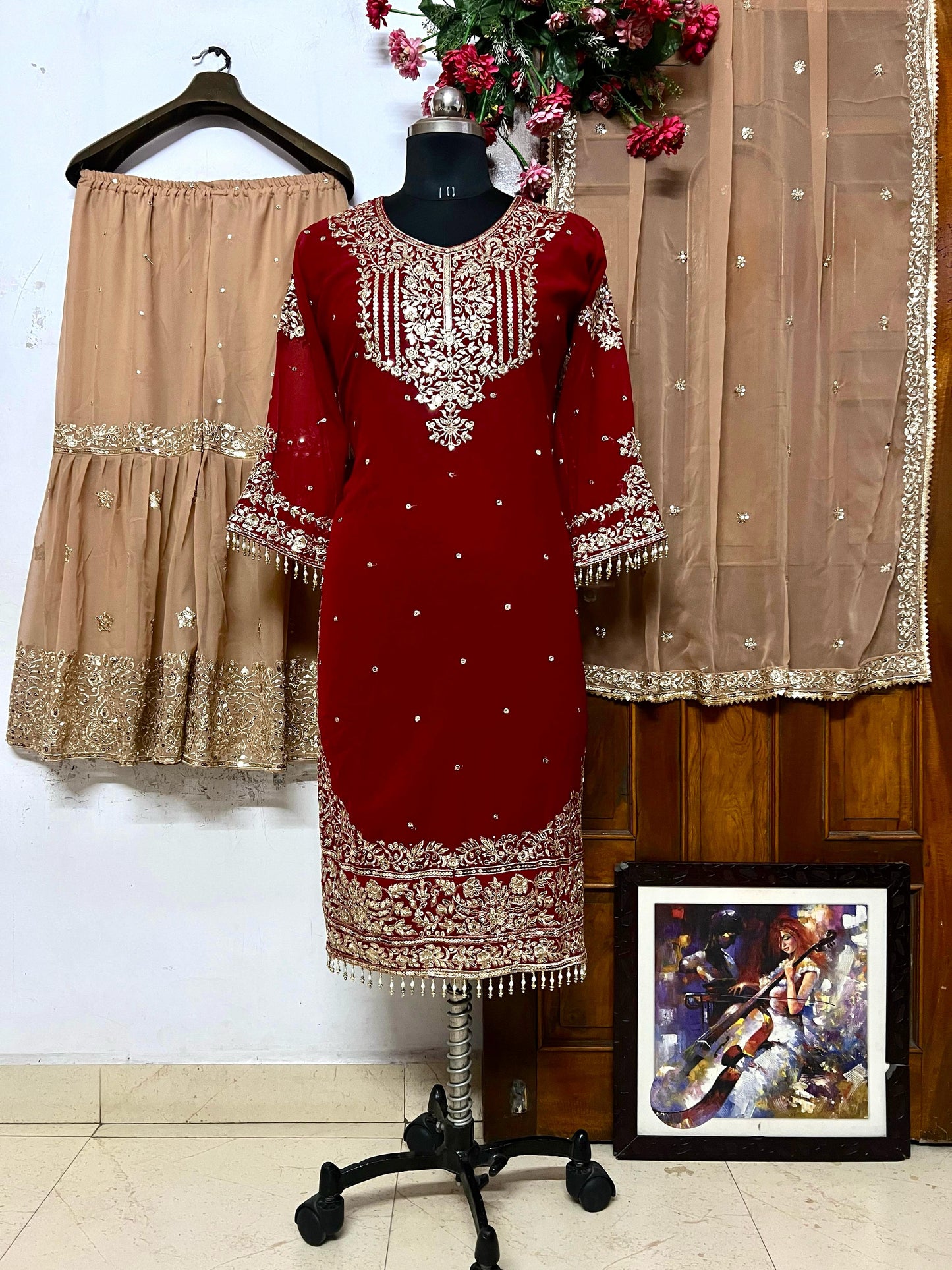 GEORGETTE KURTI WITH SHARARA