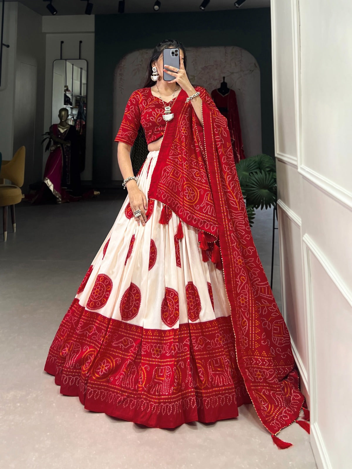 Lehenga Choli with Bandhej Print