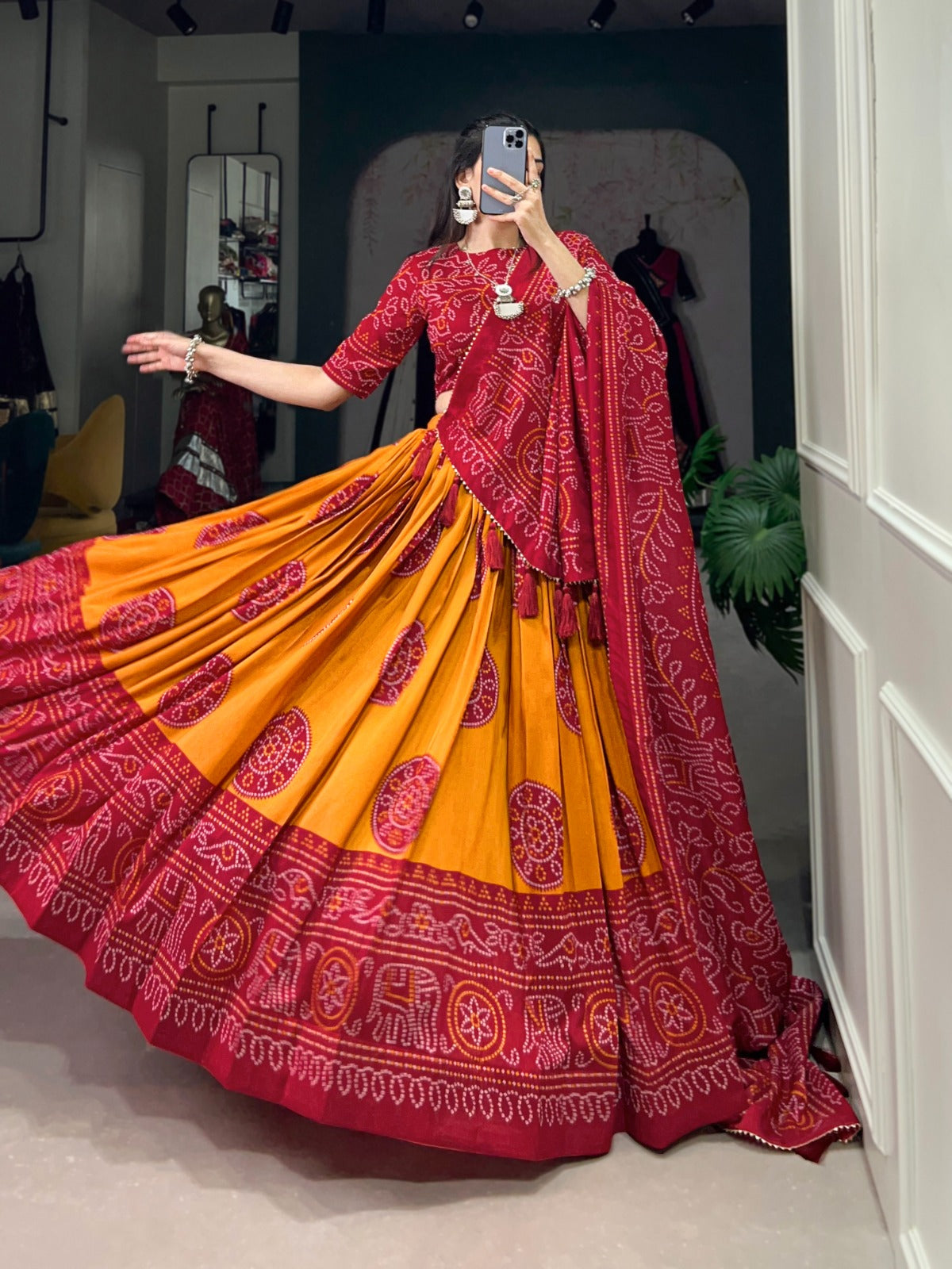 Lehenga Choli with Bandhej Print