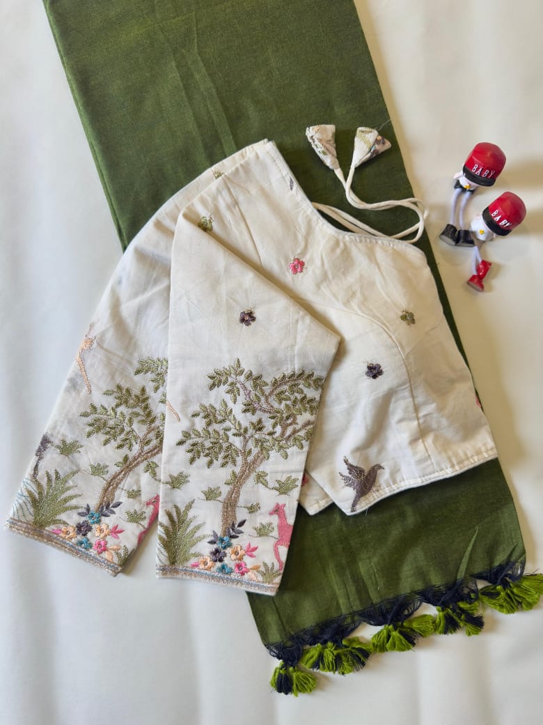 Khadi Cotton Saree And Blouse