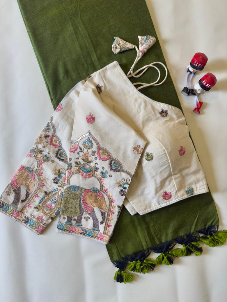 Khadi Cotton Saree And Blouse