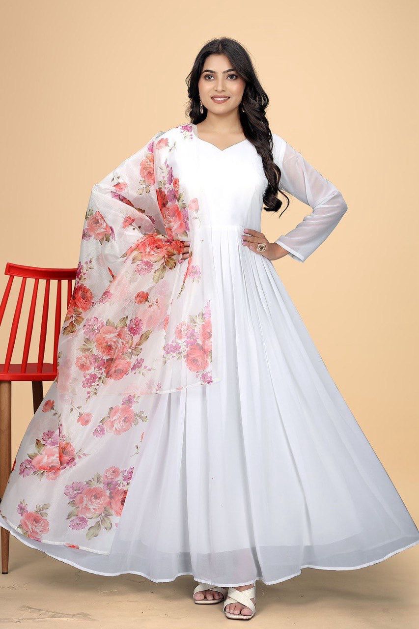 White Rose Flaired Gown