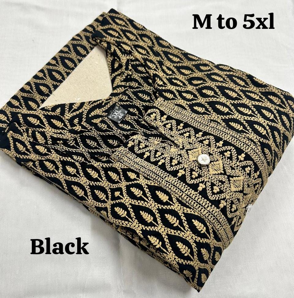 Rayon Chikan Print Kurti