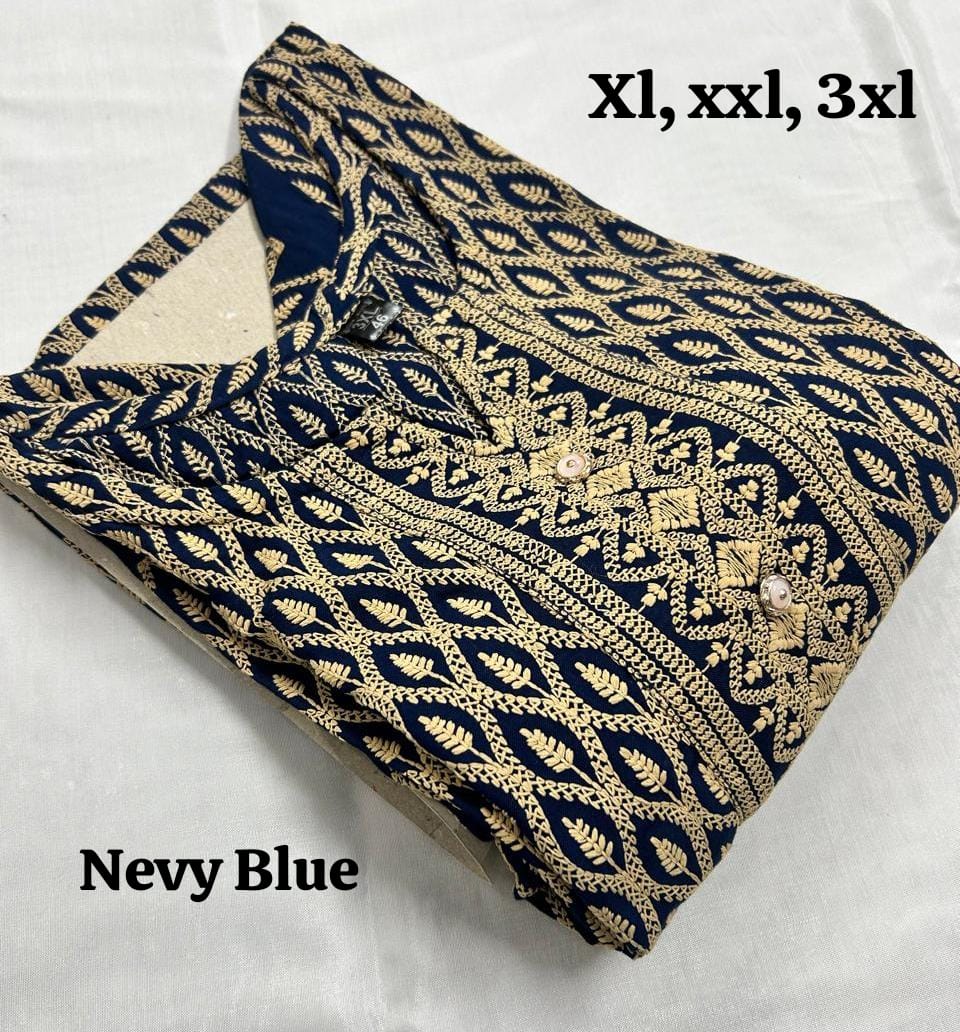 Rayon Chikan Print Kurti