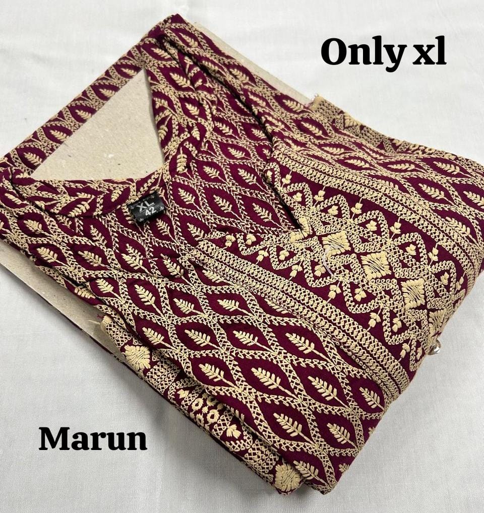 Rayon Chikan Print Kurti
