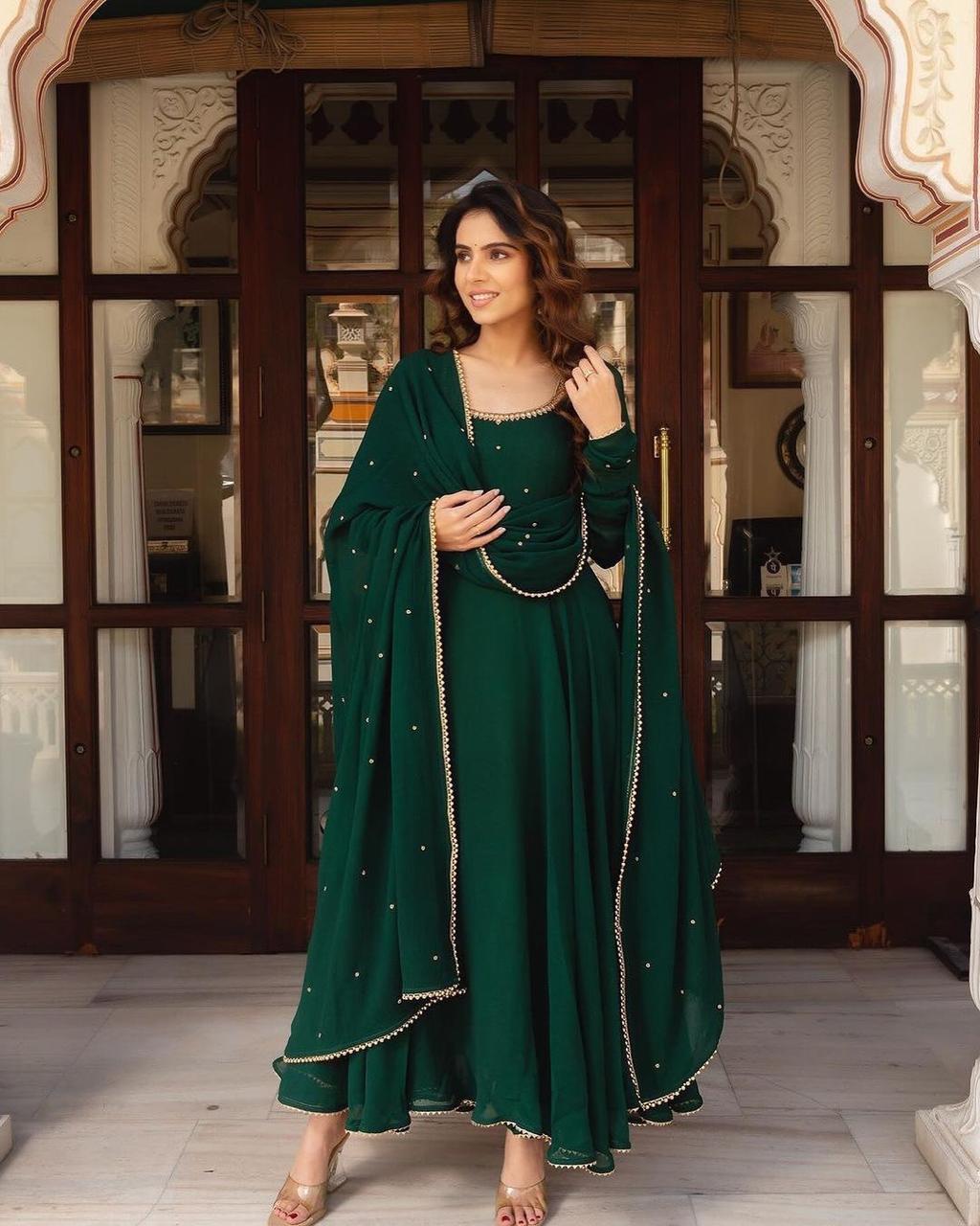 Handwork Gown With Dupatta
