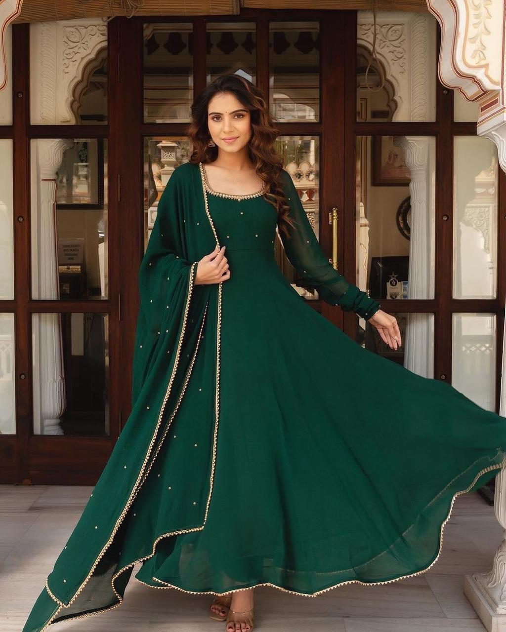 Handwork Gown With Dupatta