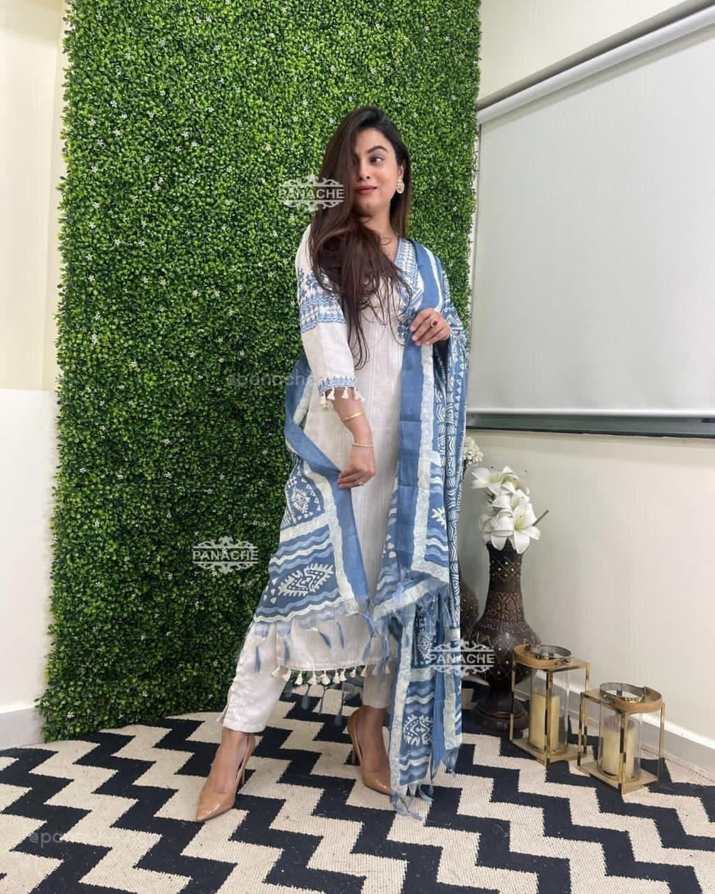 KATHA COTTON KURTI SET