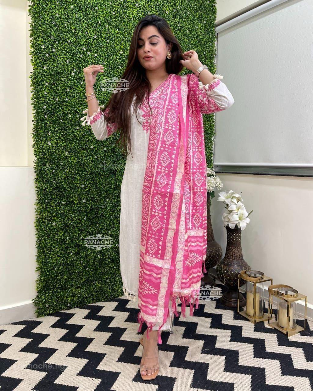KATHA COTTON KURTI SET