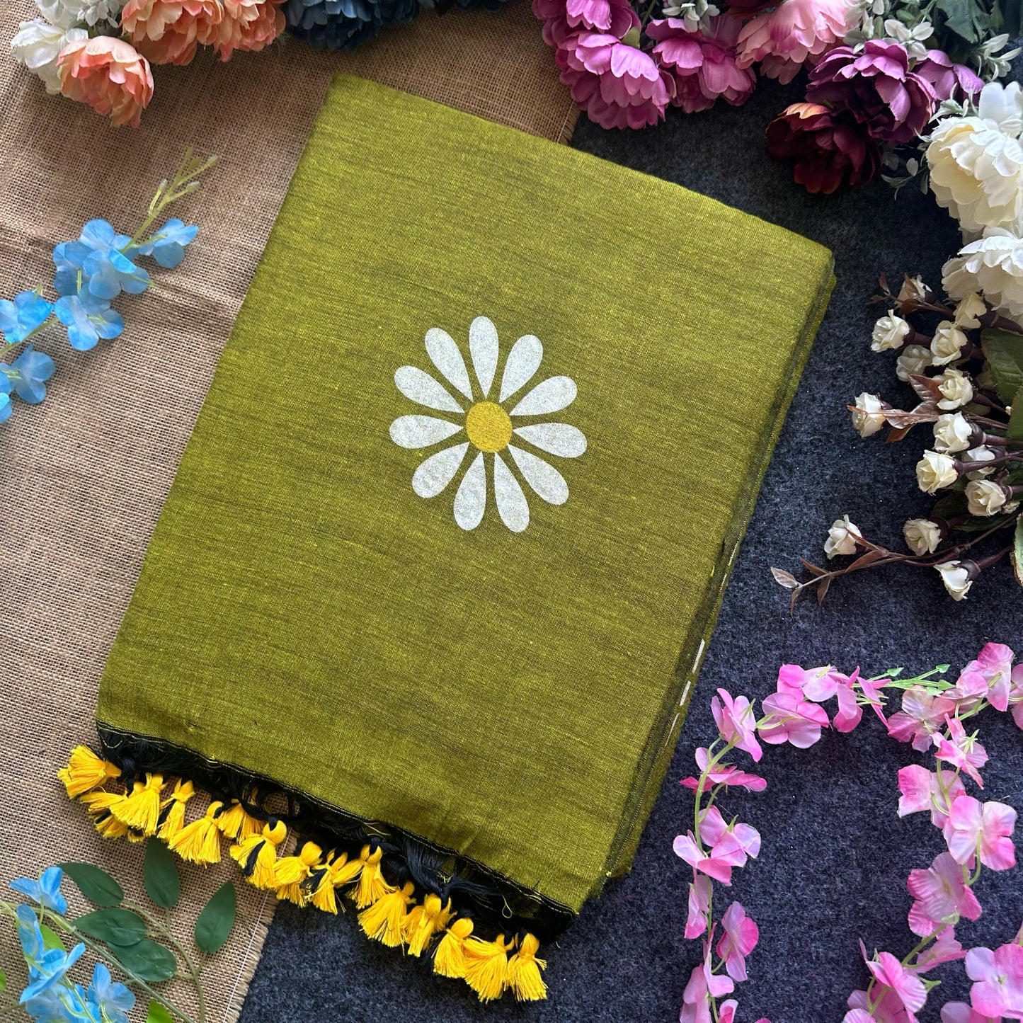 Sunflower Print Saree