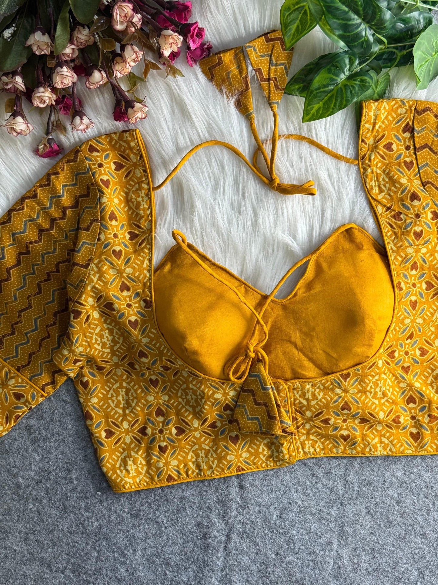 AJRAKH COTTON HALTER NECK BLOUSE