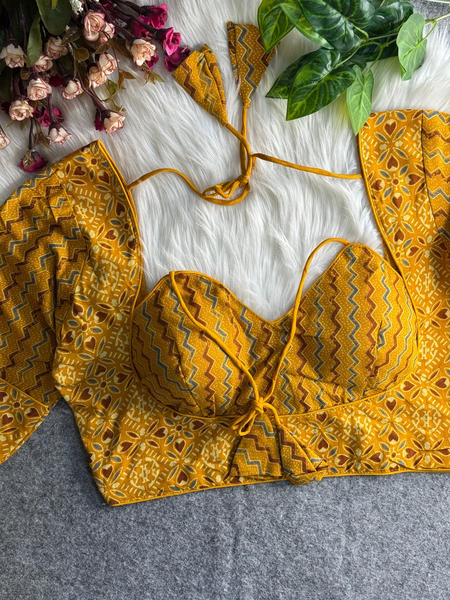 AJRAKH COTTON HALTER NECK BLOUSE