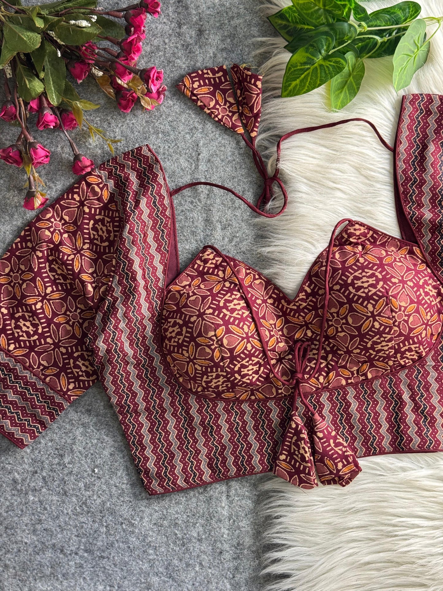AJRAKH COTTON HALTER NECK BLOUSE