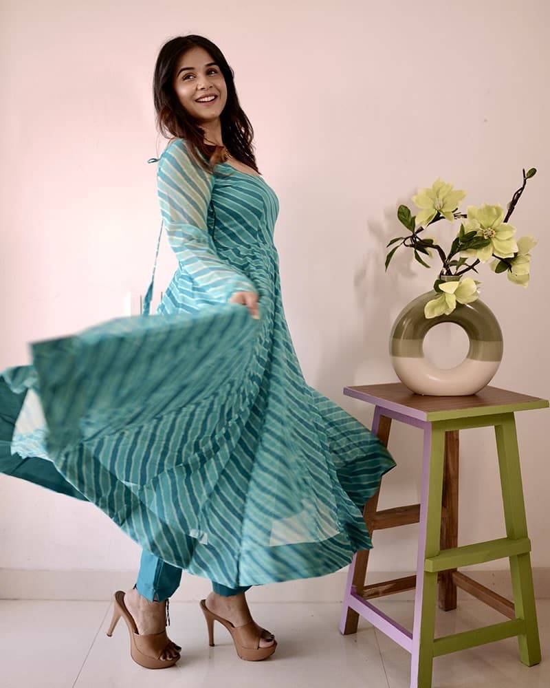 Tabby Organza Three Piece Anarkali Suit