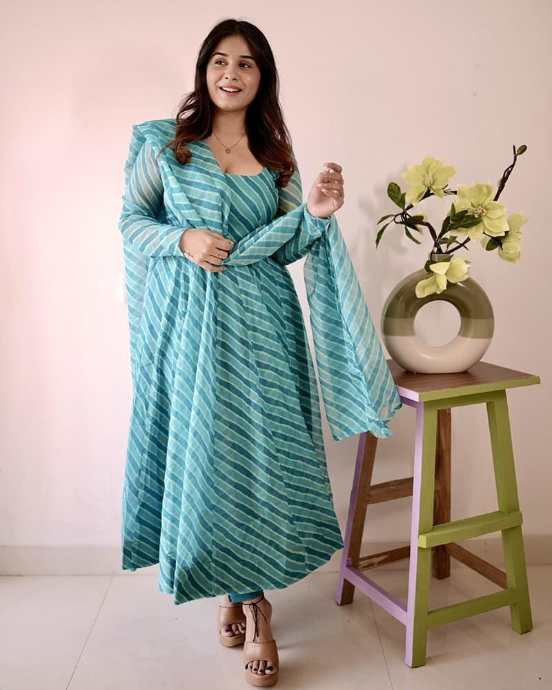 Tabby Organza Three Piece Anarkali Suit