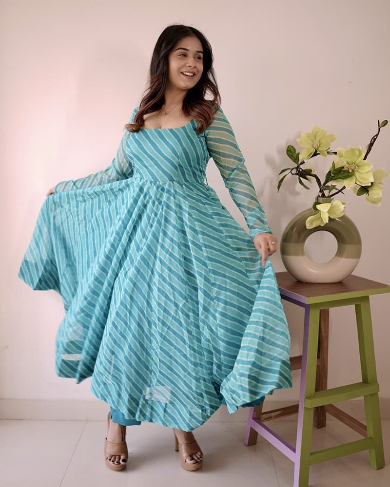 Tabby Organza Three Piece Anarkali Suit