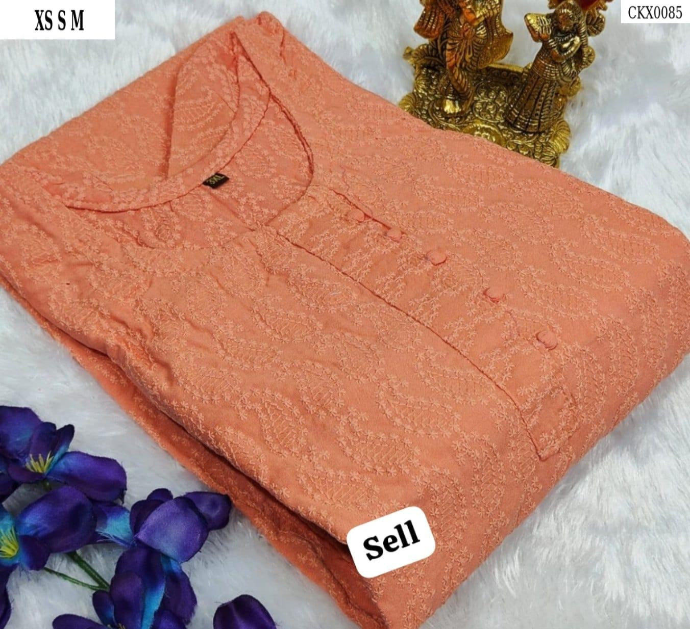 HEAVY CHIKANKARI WORK STRAIGHT KURTI