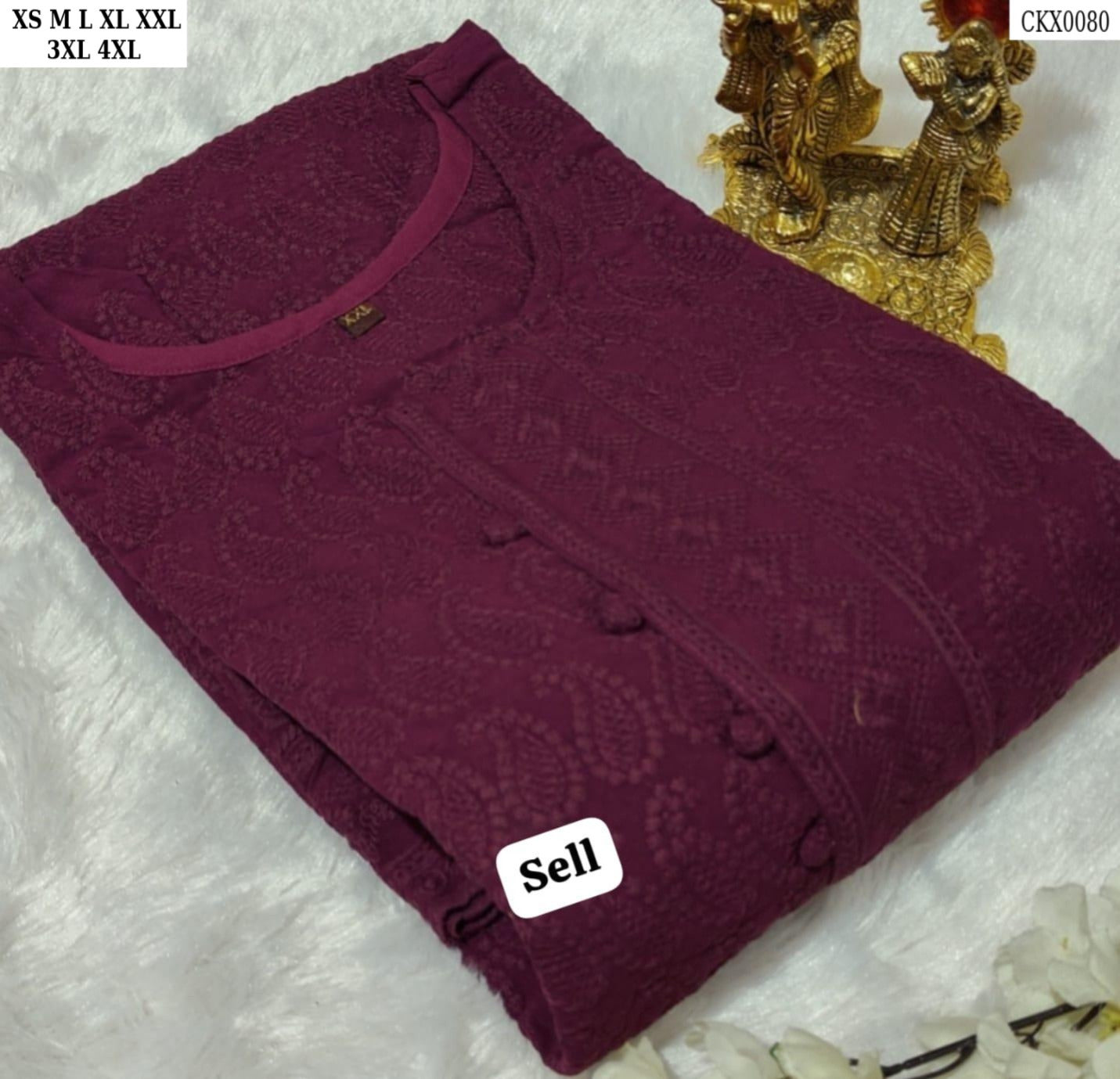 HEAVY CHIKANKARI WORK STRAIGHT KURTI