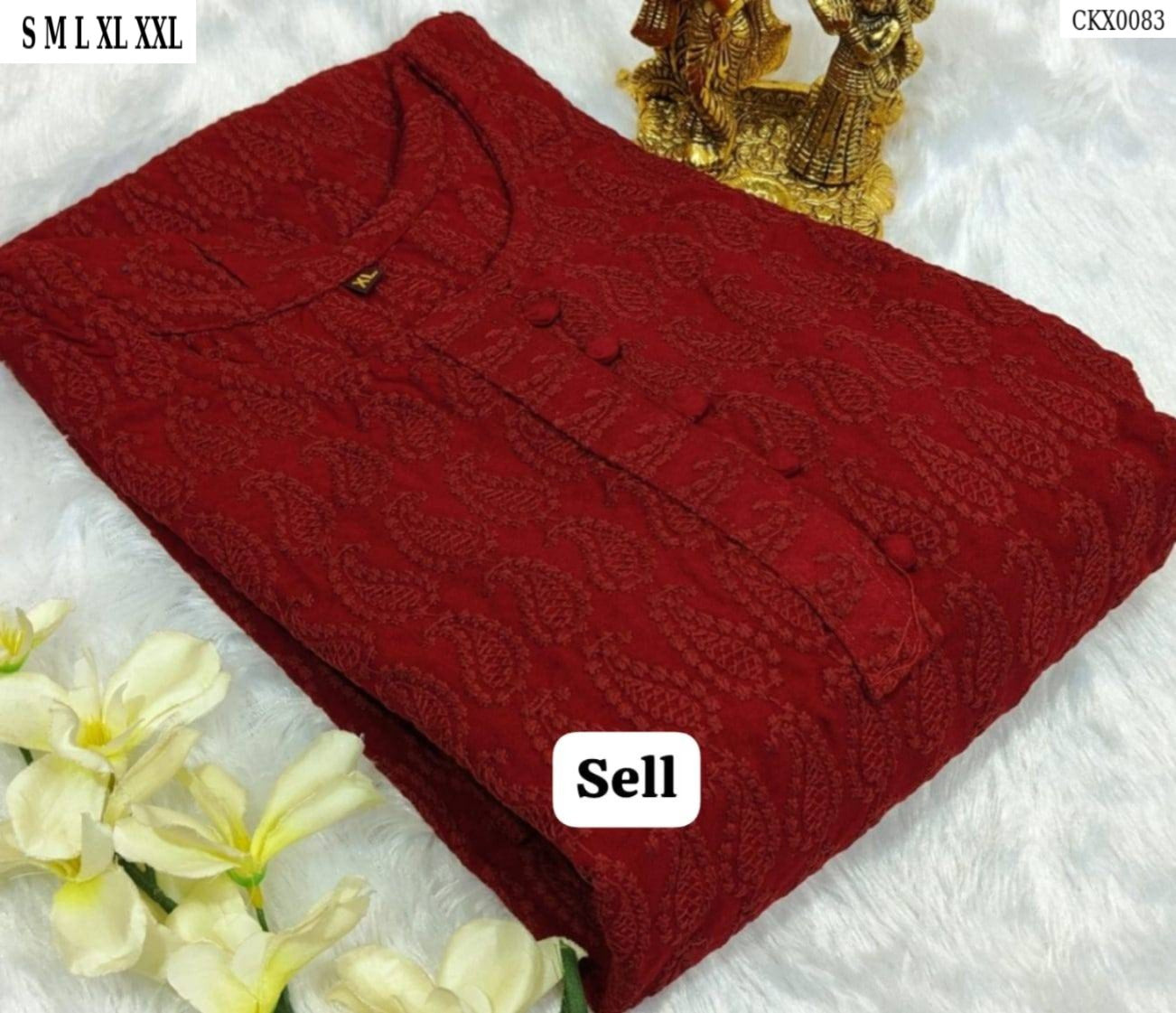 HEAVY CHIKANKARI WORK STRAIGHT KURTI