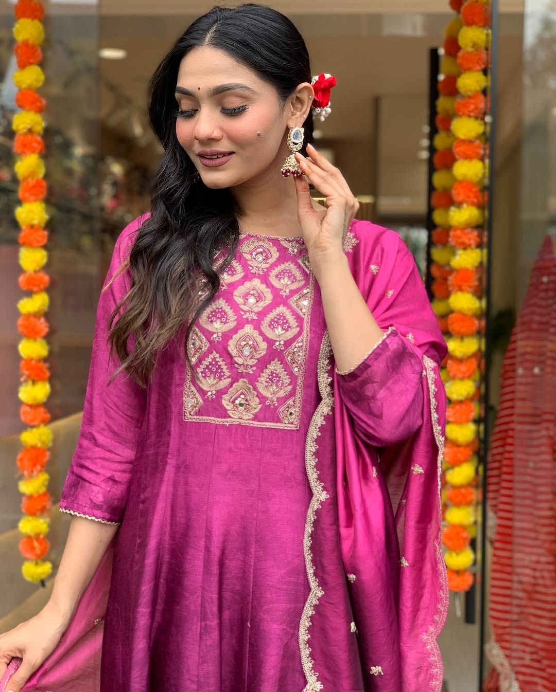 Pink Violet Kurti Set