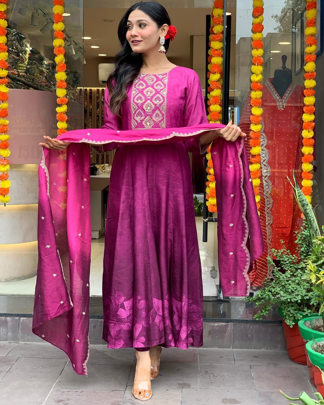 Pink Violet Kurti Set