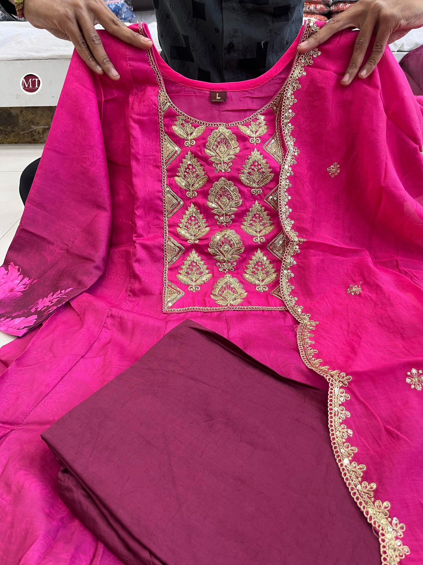 Pink Violet Kurti Set
