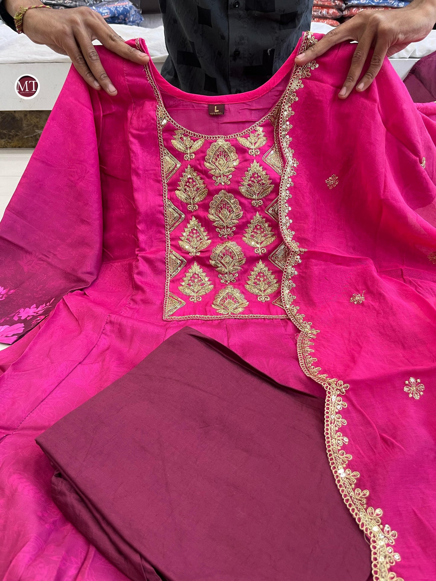 Pink Violet Kurti Set