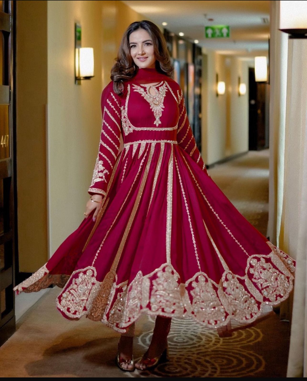 Embroidery Sequence Work Gown